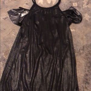 silver and black shiny dress